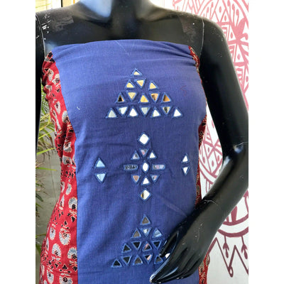 Ajrakh Designer Mirror Work Kurti