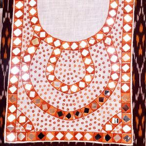 Maroon Pochampally Ikat Hand Embroidered Kurti Fabric