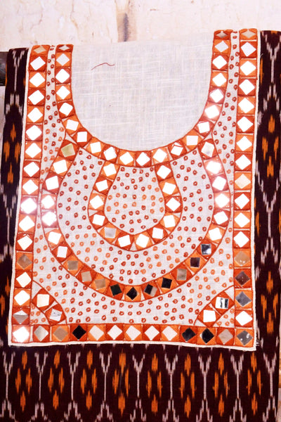 Maroon Pochampally Ikat Hand Embroidered Kurti Fabric