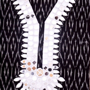 Black Pochampally Ikat Hand Embroidered Kurti Fabric