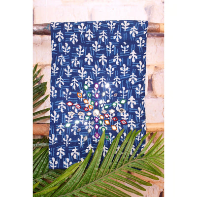 Indigo Mirror Work Kurti Fabric