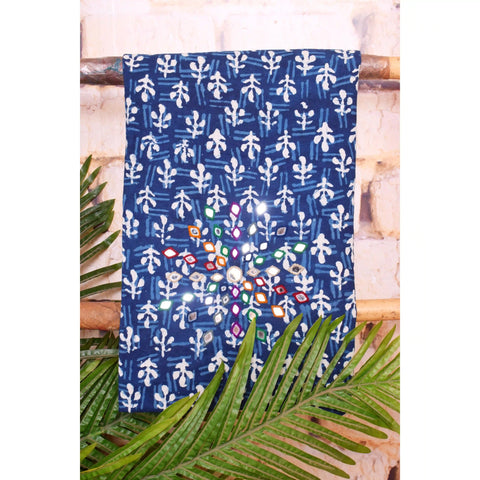 Indigo Dabu Mirror Work Kurti Fabric