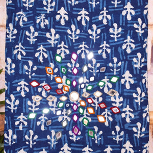 Indigo Mirror Work Kurti Fabric