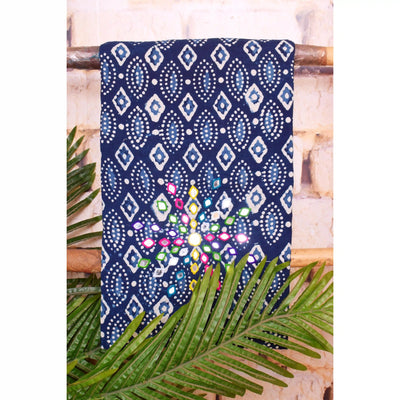 Indigo Mirror Work Kurti Fabric