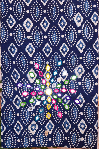 Indigo Mirror Work Kurti Fabric