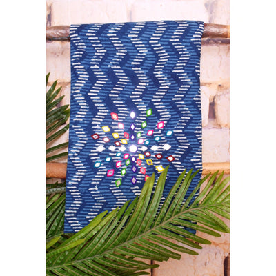 Indigo Mirror Work Kurti Fabric