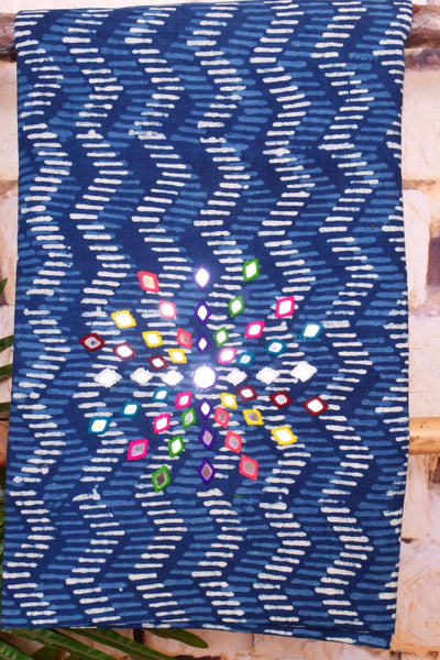 Indigo Mirror Work Kurti Fabric