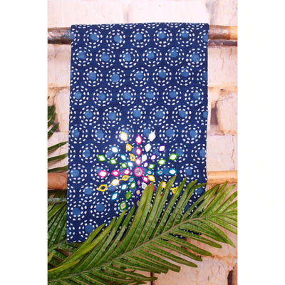 Indigo Mirror Work Kurti Fabric