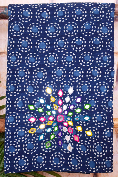 Indigo Mirror Work Kurti Fabric