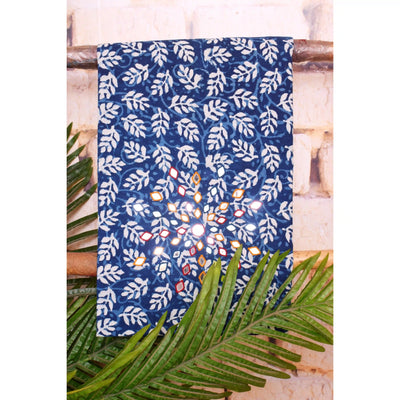 Indigo Mirror Work Kurti Fabric