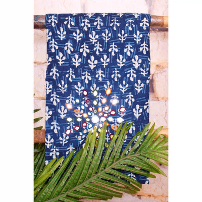 Indigo Mirror Work Kurti Fabric