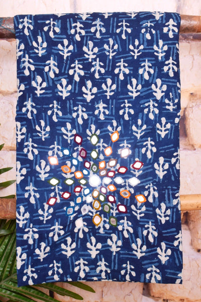 Indigo Mirror Work Kurti Fabric