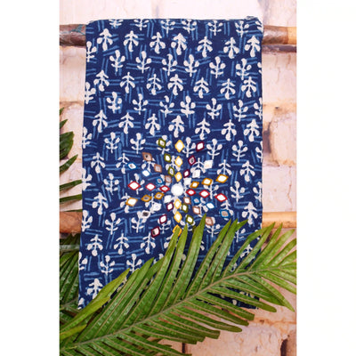 Indigo Mirror Work Kurti Fabric