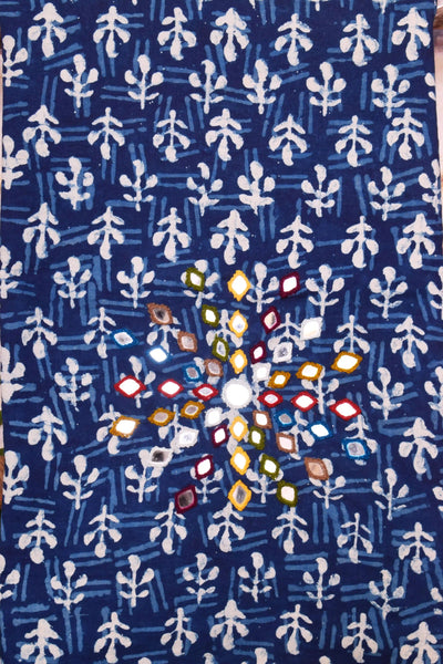 Indigo Mirror Work Kurti Fabric