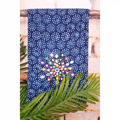 Indigo Mirror Work Kurti Fabric