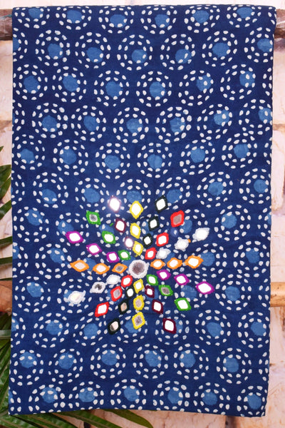 Indigo Mirror Work Kurti Fabric