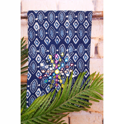 Indigo Mirror Work Kurti Fabric