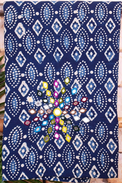 Indigo Mirror Work Kurti Fabric