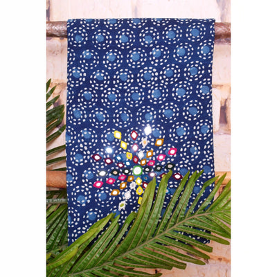 Indigo Mirror Work Kurti Fabric