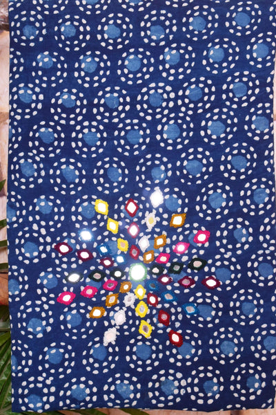 Indigo Mirror Work Kurti Fabric