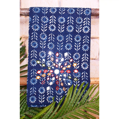 Indigo Mirror Work Kurti Fabric