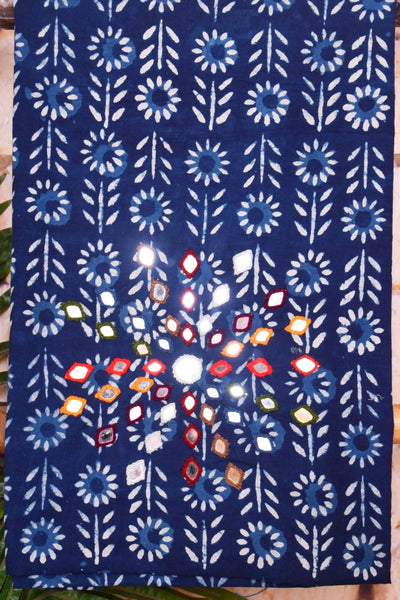 Indigo Mirror Work Kurti Fabric