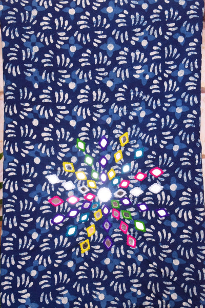 Indigo Mirror Work Kurti Fabric