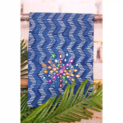 Indigo Mirror Work Kurti Fabric