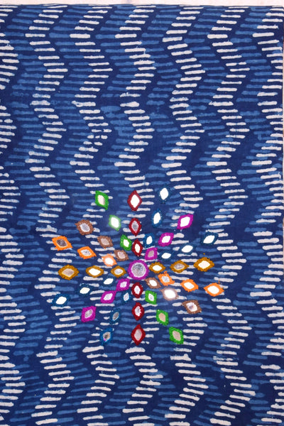 Indigo Mirror Work Kurti Fabric