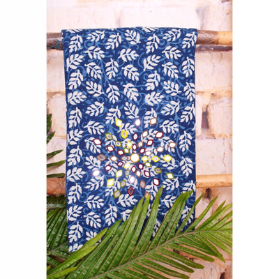 Indigo Mirror Work Kurti Fabric