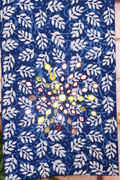 Indigo Mirror Work Kurti Fabric
