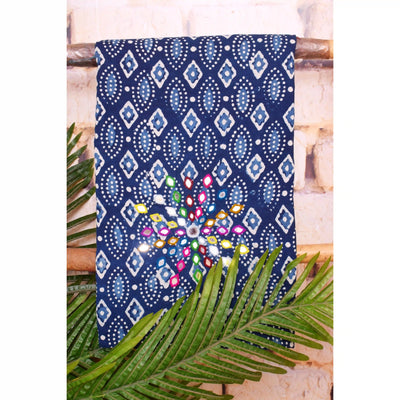 Indigo Mirror Work Kurti Fabric