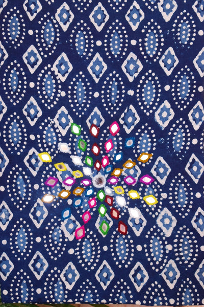Indigo Mirror Work Kurti Fabric