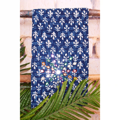 Indigo Mirror Work Kurti Fabric