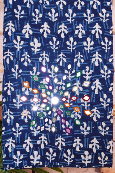 Indigo Mirror Work Kurti Fabric