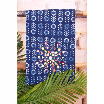 Indigo Mirror Work Kurti Fabric