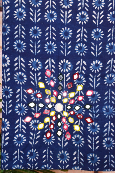 Indigo Mirror Work Kurti Fabric