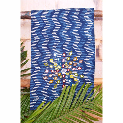 Indigo Mirror Work Kurti Fabric