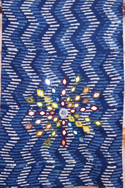 Indigo Mirror Work Kurti Fabric