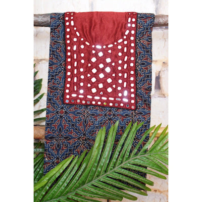 Ajrakh Designer Mirror Work Kurti