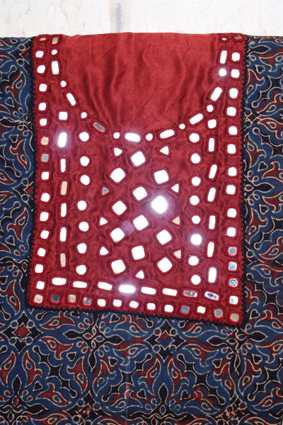Ajrakh Designer Mirror Work Kurti