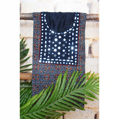 Ajrakh Designer Mirror Work Kurti