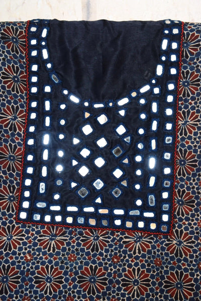 Ajrakh Designer Mirror Work Kurti