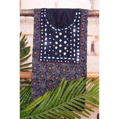 Ajrakh Designer Mirror Work Kurti
