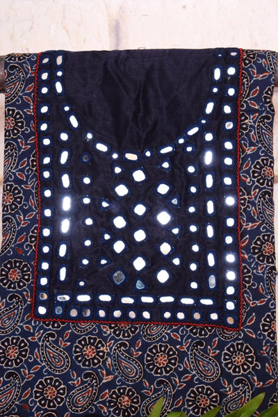 Ajrakh Designer Mirror Work Kurti