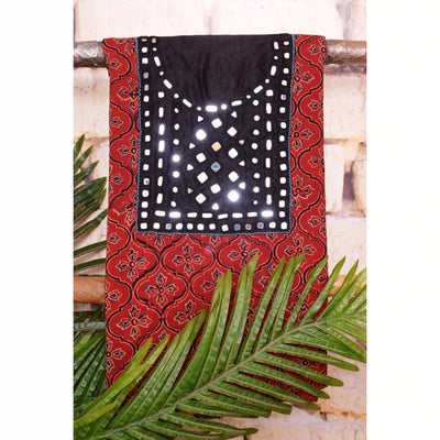 Ajrakh Designer Mirror Work Kurti