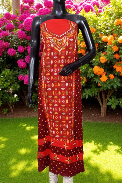 Bandhani Kurti with Hand Embroidery