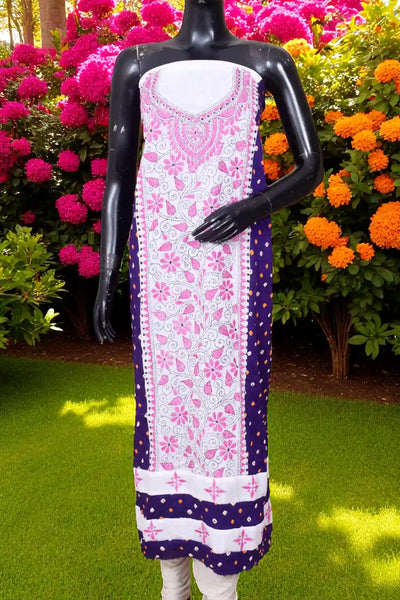 Bandhani Kurti with Hand Embroidery