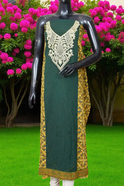 Ajrakh panelled cotton kurti with dori embroidery in traditional block print design.