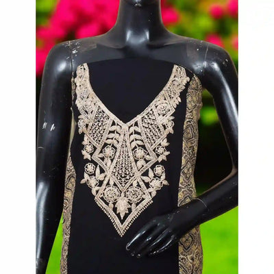 Ajrakh panelled cotton kurti with dori embroidery in traditional block print design.